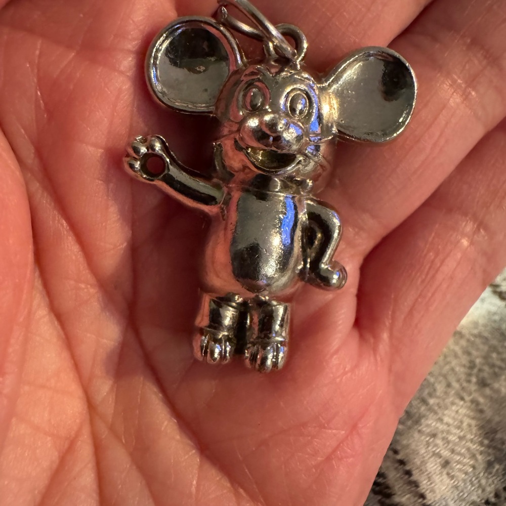 Mickey Mouse Silver tone Charm Pendant - Shiny Silver Tone